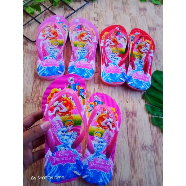 [Size 21-35] SANDAL JEPIT ANAK PEREMPUAN 2-8 TAHUN KARAKTER PRINCESS CINDERELLA / SANDAL LUCU ANAK CEWEK KARAKTER FROZEN