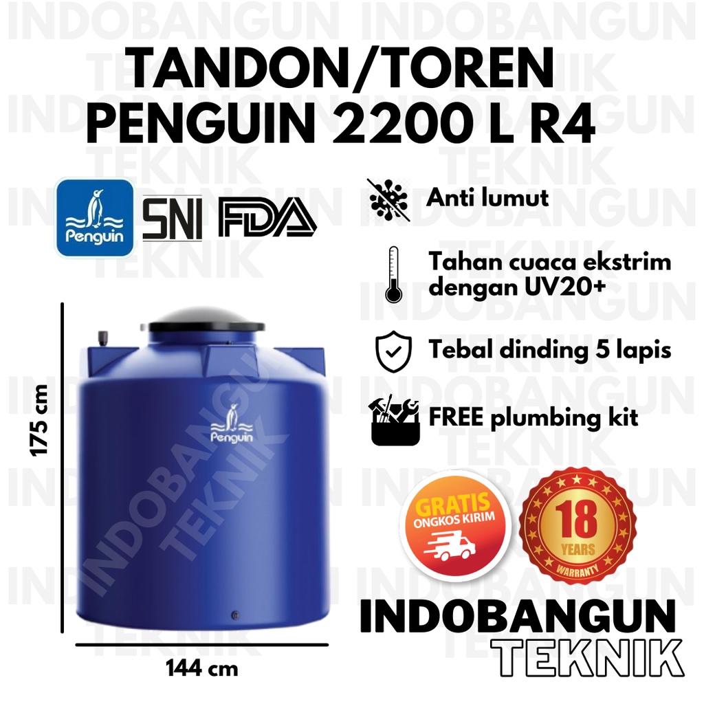 Toren Air Tangki Air Tandon Air Penguin TB220 (2250 Liter 2200 Liter) TB 220 R4 Anti Lumut Murah Ber