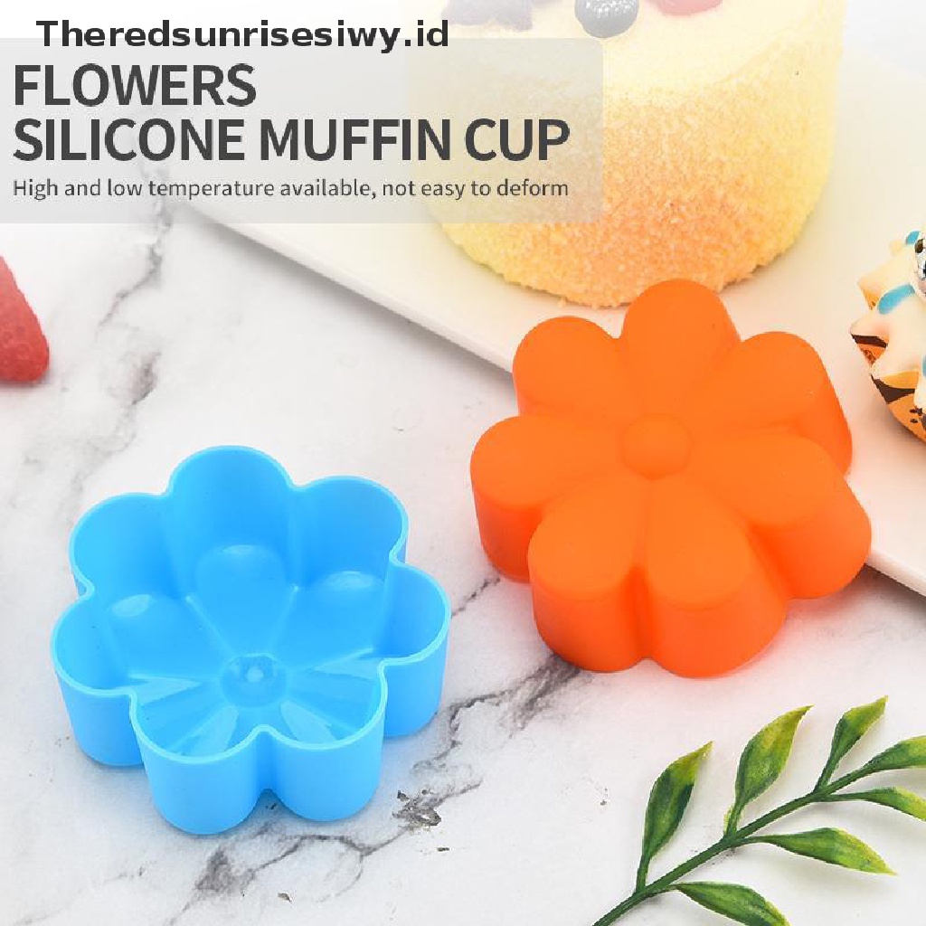 # Alat Rumah Tangga # 5 Pcs Cetakan Kue Cupcake Muffin Bentuk Bunga Bahan Silikon