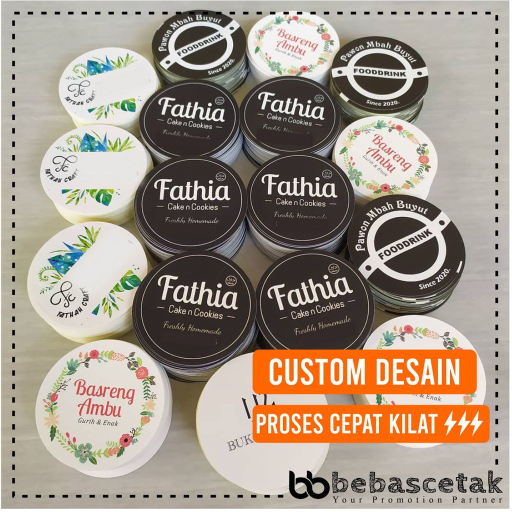 Jual Cetak Stiker Kue Custom Murah Label Toko Produk Makanan Minuman Sticker Olshop Chromo Cromo 5062