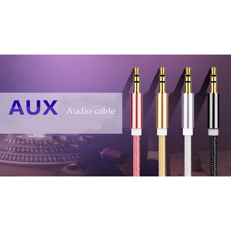 HiFi Gold Plated Kabel Audio AUX Nylon Audio Beats 3.5 mm to 3.5 mm