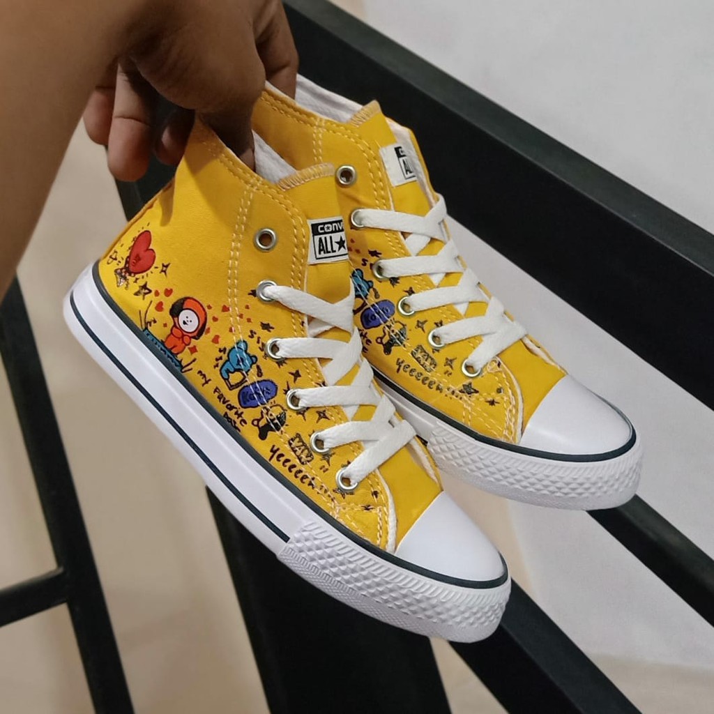Sepatu anak Sneakers high boots BT21 import Fashion Casual Terbaru Murah laki laki dan Perempuan COD