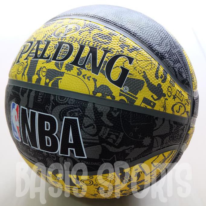 Promo Bulan Ini Bola Basket Spalding Nba Graffiti Basketball Black Yellow Sale