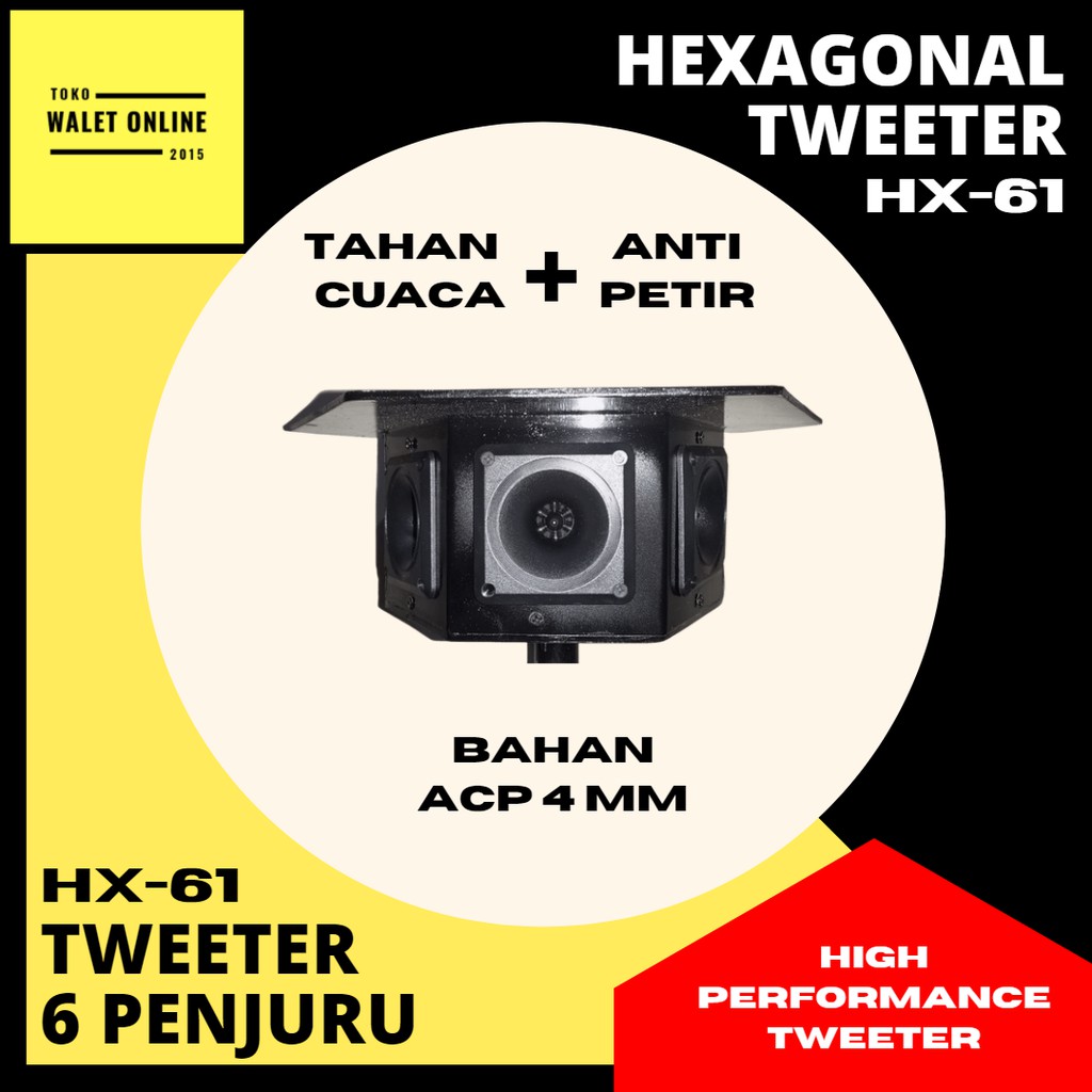 SPEAKER TWEETER HEXAGONAL WALET HX-61 6 PENJURU MURAH BERKUALITAS TWETER KUMPUL ATAP RUMAH WALET AX6