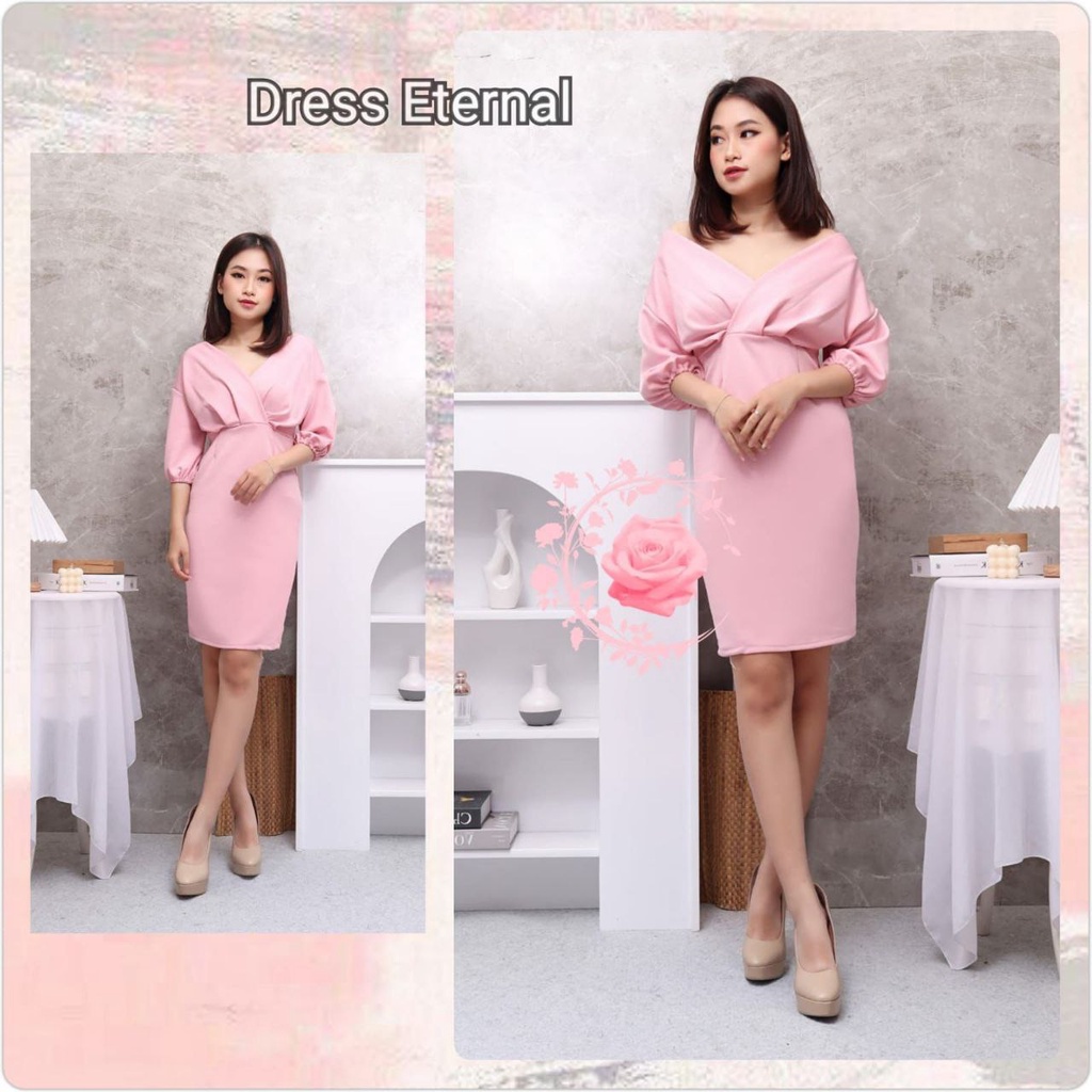 DRESS ETERNAL BRUKAT FASHION WANITA / BAJU PESTA / PARTY / SANTAI / PILIH SIZE TERLARIS / ONDANGAN