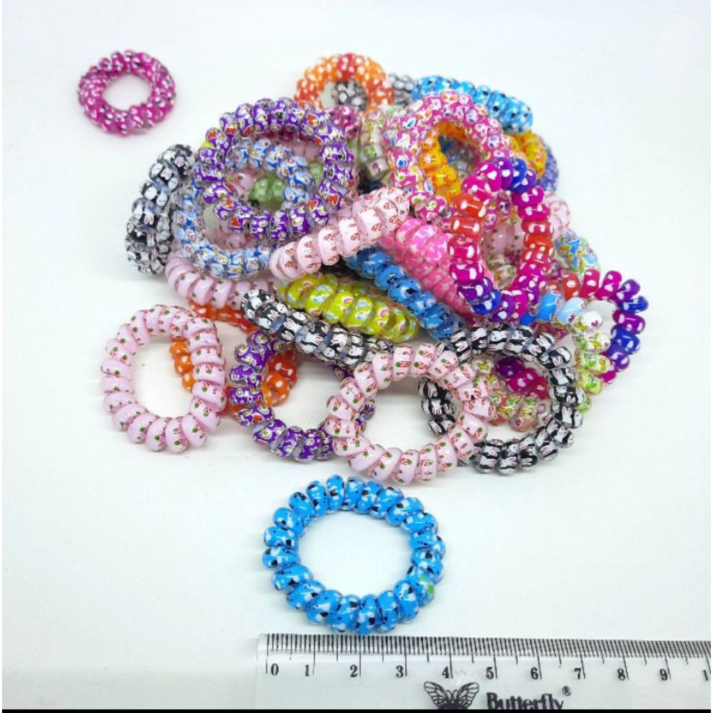 KARET IKAT RAMBUT KABEL TELEPON /  SPIRAL /  WARNA-WARNI Chail