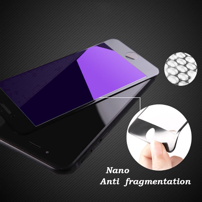 Pelindung Layar Tempered Glass 3D Warna Biru untuk iPhone x / 6 / 7 / 8plus