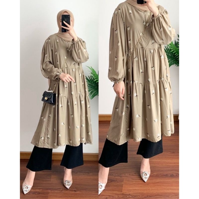Tunik Rayon viscose motif bunga