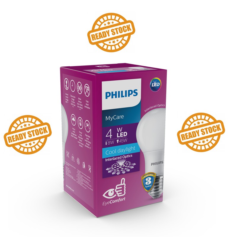 Lampu Philips LED MyCare 4 Watt Besar Putih - Bohlam LED 4W 4Watt - Murah Original Bergaransi 4 W 4W