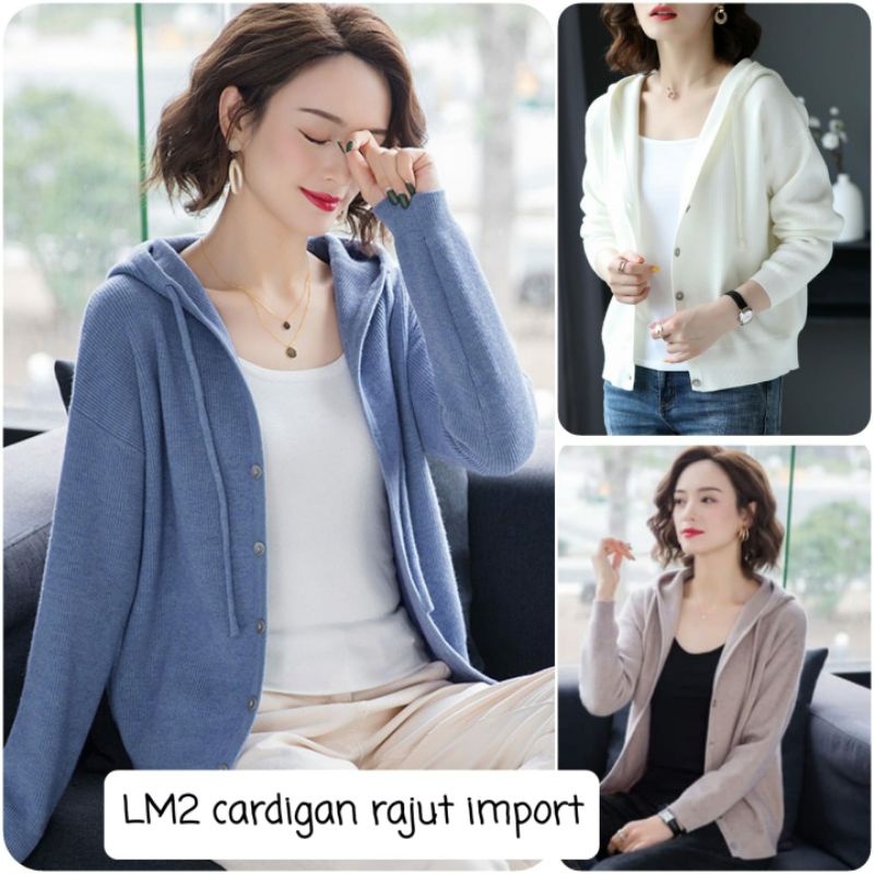 Cardigan Hoodie Kancing Knit Import TM (LM2)