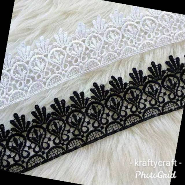 Renda bunga bordir rajut gyper ghiper guipet ziper zipper zyper zhiper giper katun baju mukena kebaya meteran harga 1 ROLL