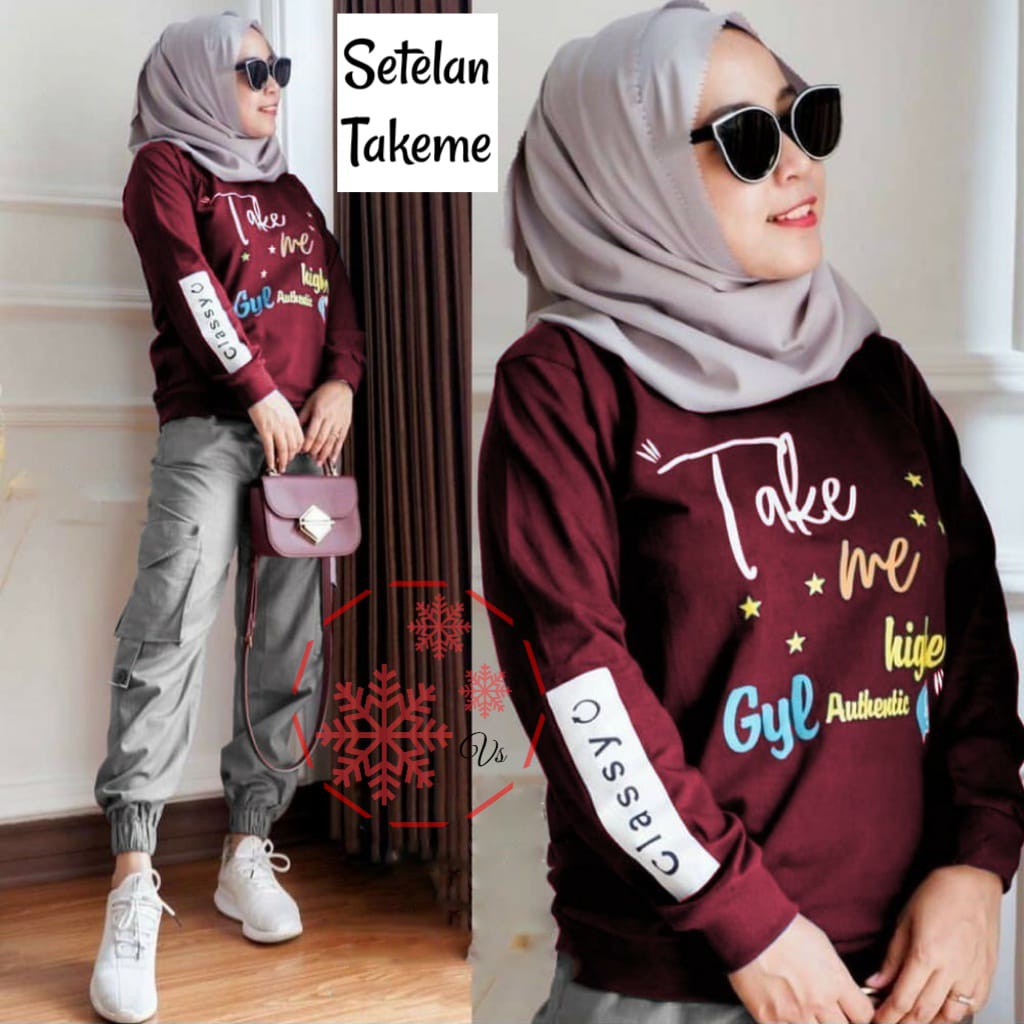 INDOBEST ST TAKEME / STELAN BLOUSE WANITA SET LENGAN PANJANG