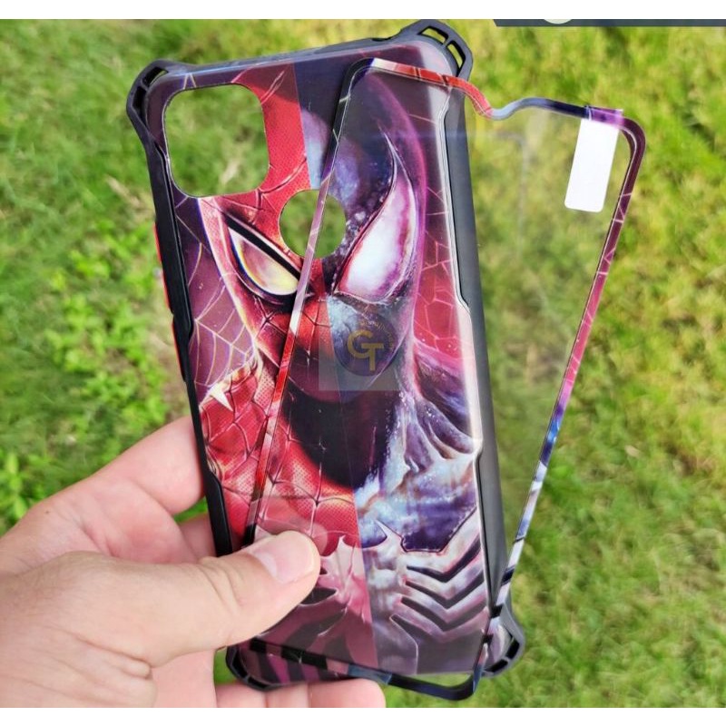 360 CASE GLOSSY SUPER HERO (Bahan jelly) + Tempered For Oppo/Samsung/Vivo/Xiaomi