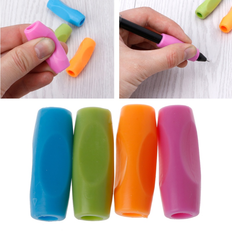 Mary 4Pcs Tempat Pensil Bahan Silikon Pencil Grippers Untuk Siswa Righties Lefties Kids