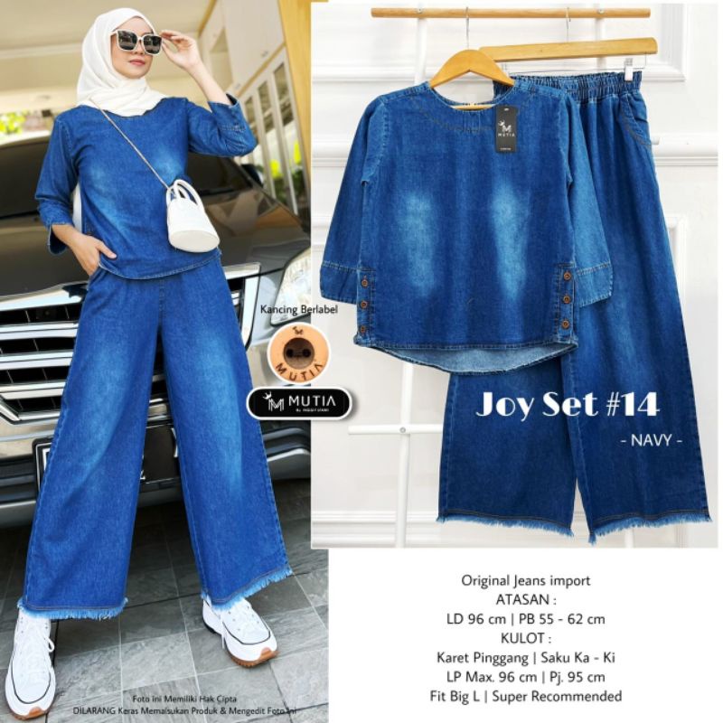 JOY SET #14 BY MUTIA / ONESET JEANS WANITA MUSLIMAH / Setelan celana jeans rawis