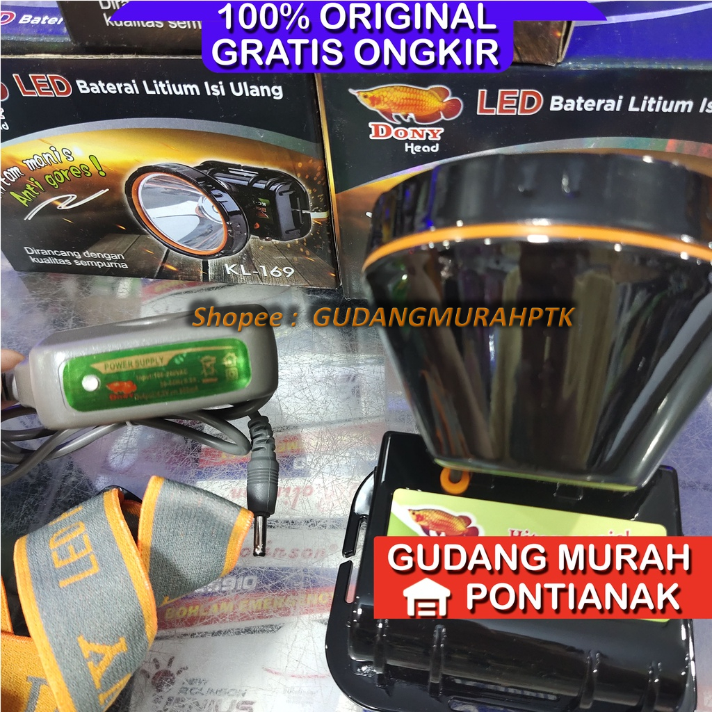 Senter Kepala DONY KL-169 ANTI GORES HITAM MANIS head lamp