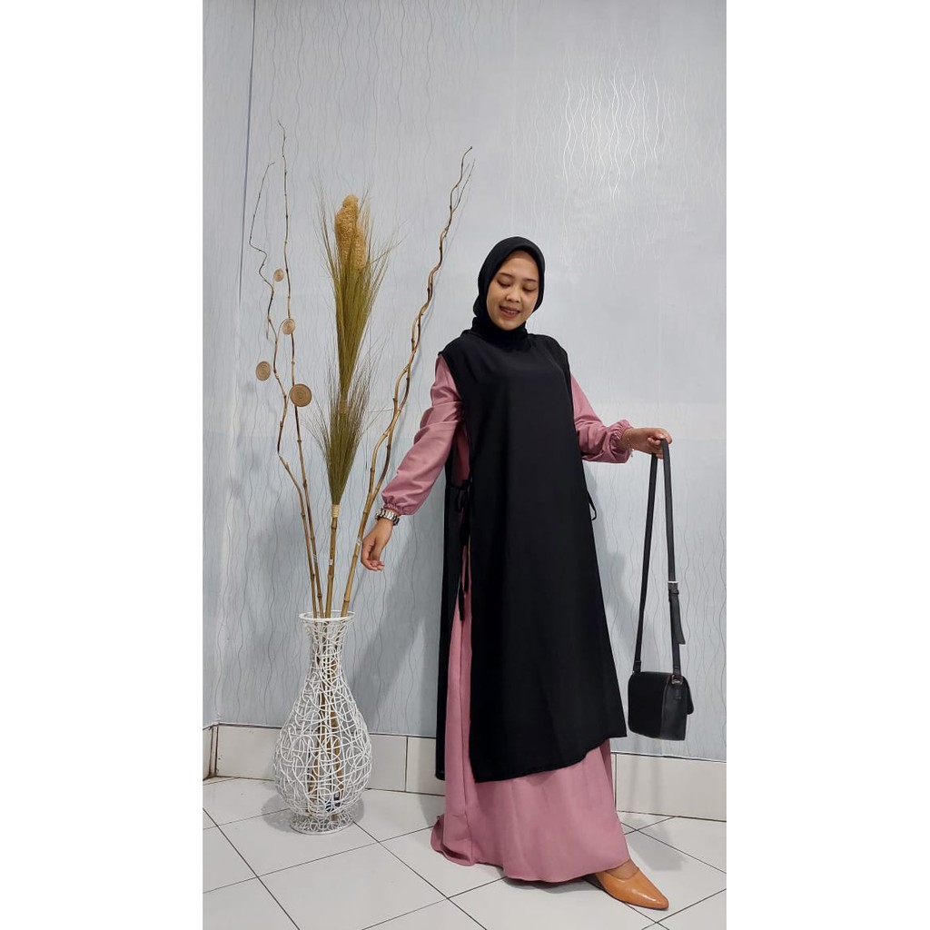 gamis set outer zalfa shakila mix ceruty termurah terbaru pakaian wanita muslim syari babydoll