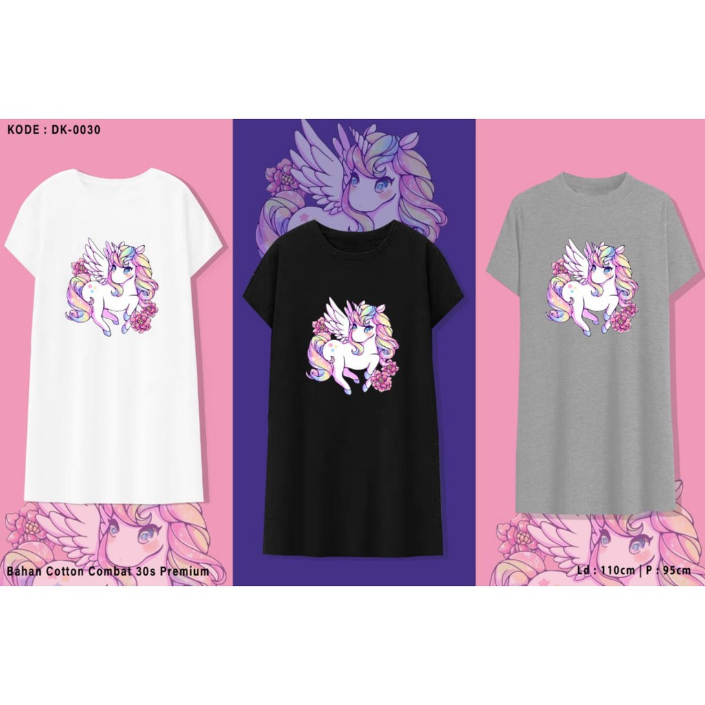 UNICORN  / TERMURAH /TERUSAN SANTAI BAJU DRESS KATUN WANITA LENGAN PENDEK / TUMBLR TEE