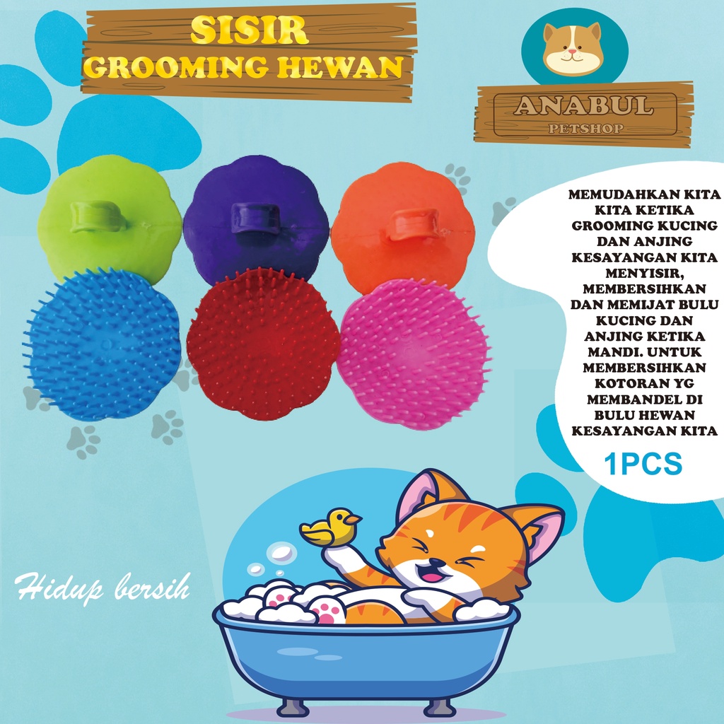 SISIR HEWAN ( SISIR MANDI KUCING &amp; GROOMING ) Pembersih kotoran pada Bulu Kucing Anjing &amp; Kelinci / Sikat Pijat Grooming