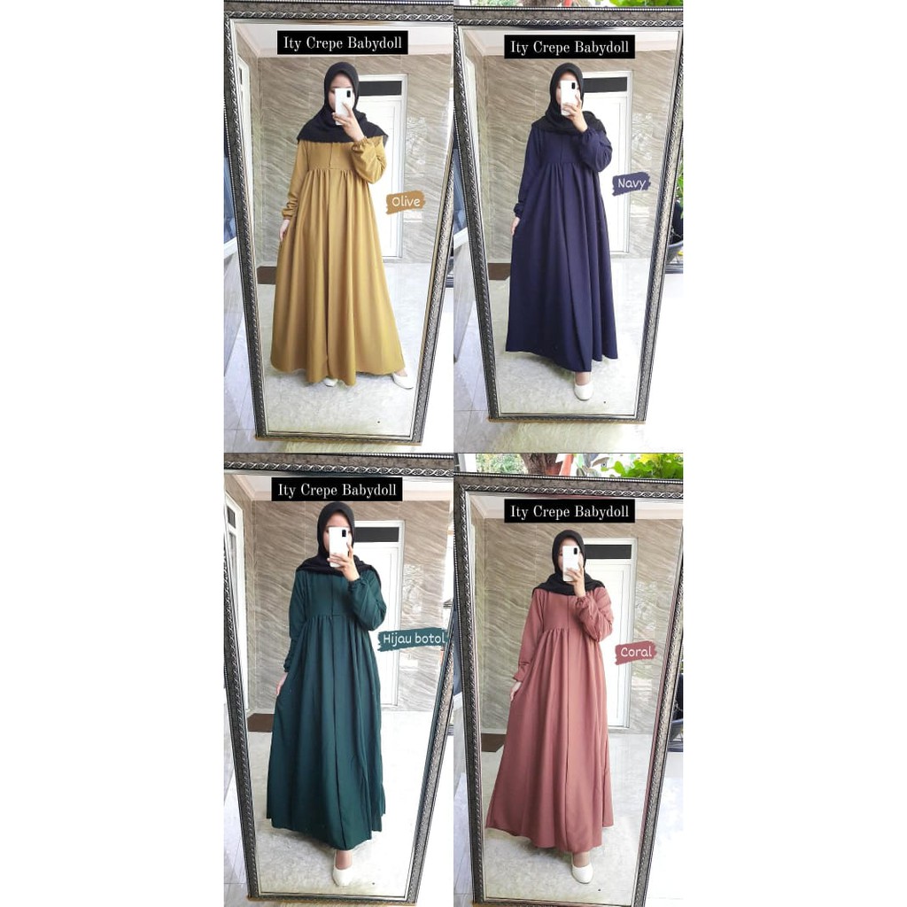 Dress BABYDOLL S - XXXL Ity crepe basic gamis polos SERI 3