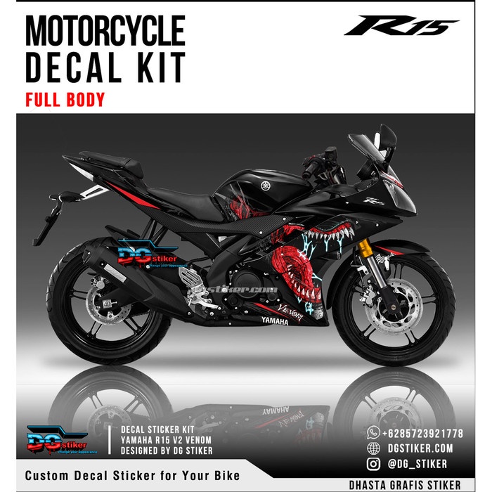 Decal Sticker R15 V2 Hitam Venom DG Stiker