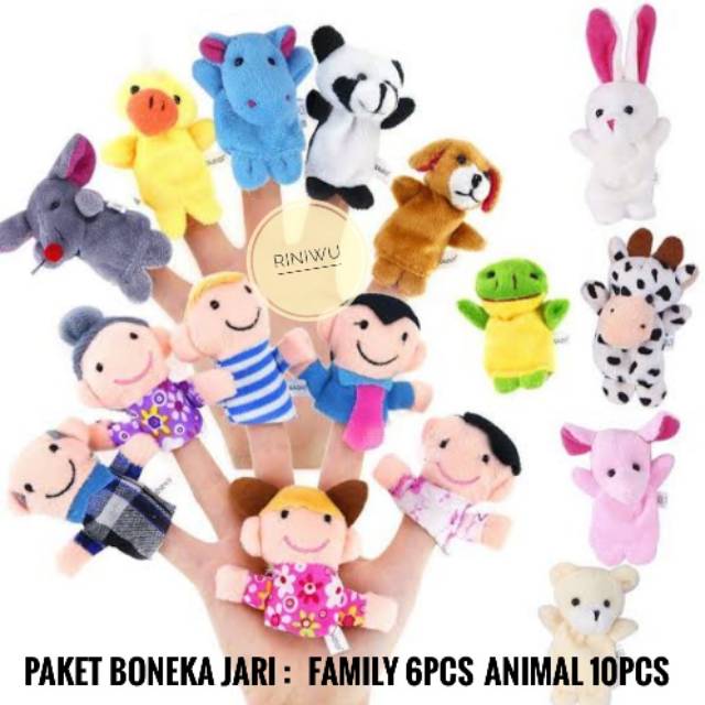 Boneka Jari Family 6pcs / Boneka Jari Animal 10pcs