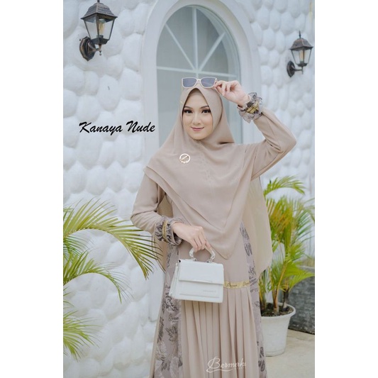 Kanaya set hijab syar'i ori by bermerk gamis full ceruty premium butik ummahzareen