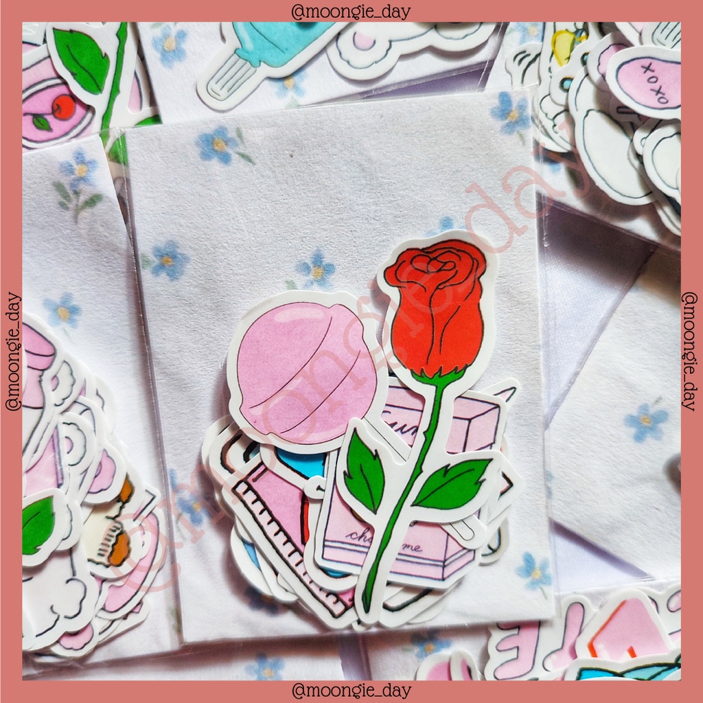 

20 LEMBAR STIKER TEMA BECCA RABBIT ROSE QOUTES STICKERS BULLET JURNAL DIY DIARY POLAROID DECO POCA LUCU MURAH