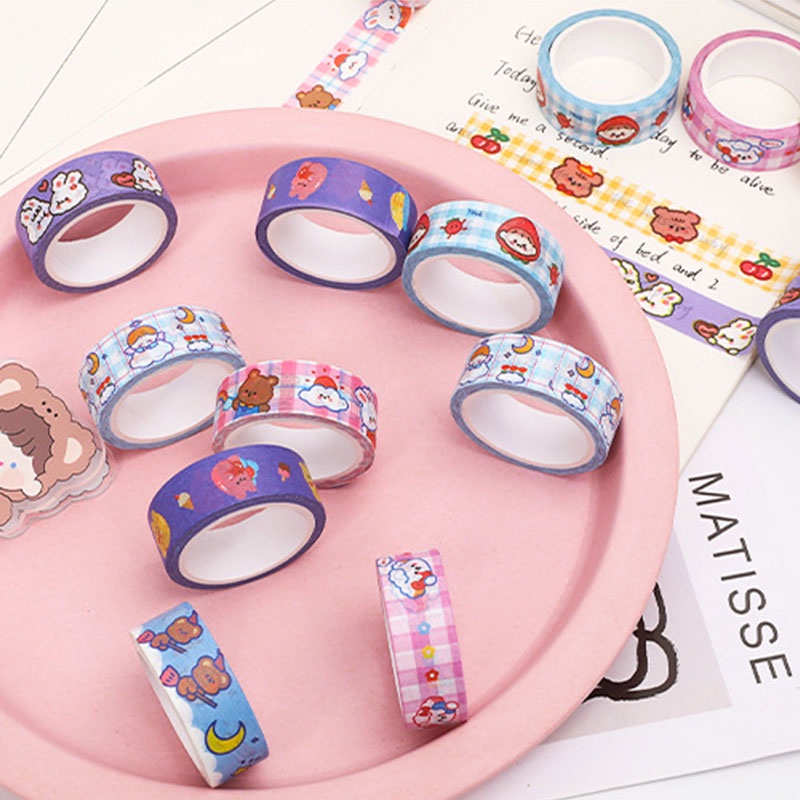 1 Pc Hewan Lucu Washi Tape Decor Masking Tape Jurnal Scrapbook Dekorasi DIY -PD