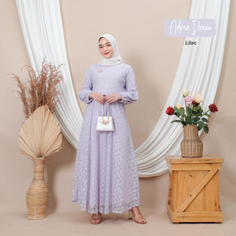 ADREA DRESS | GAMIS LEBARAN WANITA PAKAIAN MUSLIMAH CEWEK