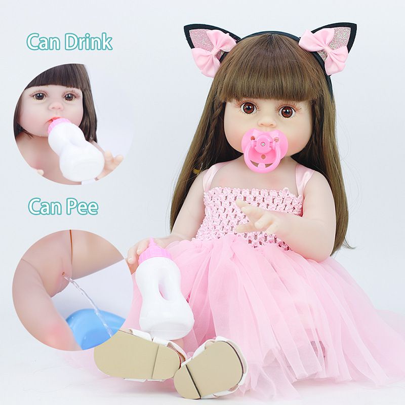 Promo Boneka Reborn Baby Alive Minum Pipis Premium Full Silikon 45cm