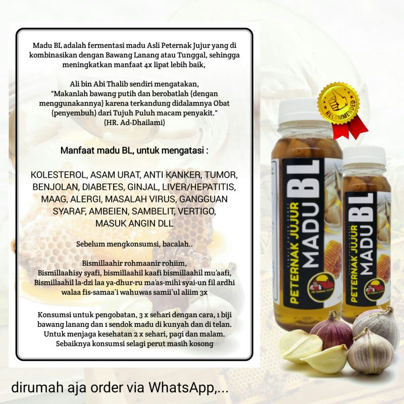 

Madu bawang lanang tunggal premium original asli murni kuat bregas kesehatan herbal 250 gr