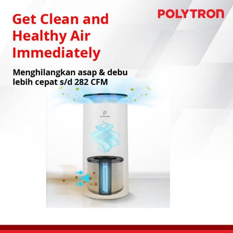Polytron PAP125 Air Purifier 25M² - Putih, HEPA Filter, Pengionisasi Udara