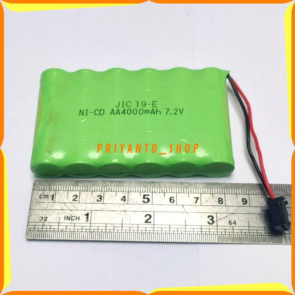 Baterai Bateray NiCd RC AA 4000mAh 7.2V Socket Hitam isi 6