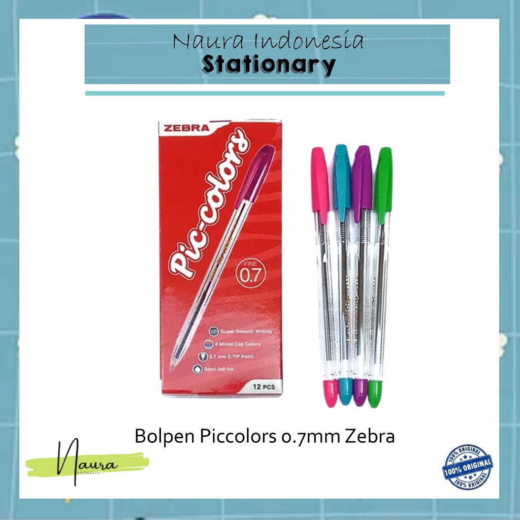 

[1 PACK] Bolpen Piccolors 0.7mm ZEBRA PACK ISI 12PCS | pulpen Zebra