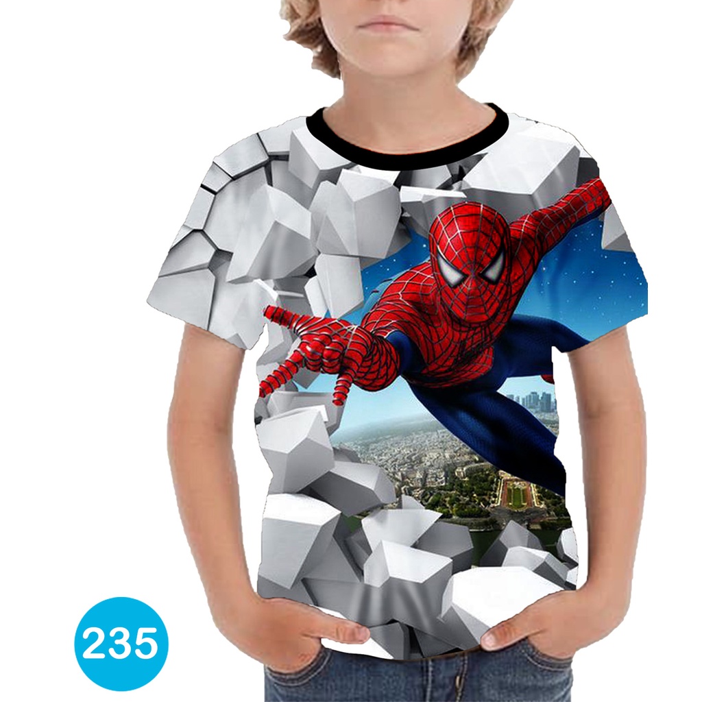 Baju Anak Spiderman Baju Spiderman 3D Animasi Anak #COWO-235