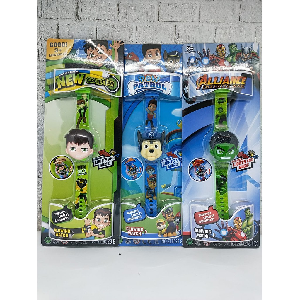 Jam tangan anak  musik bermotif karakter banyak T melodi musik led-5