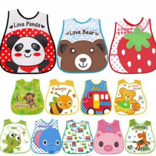 SLABBER MAKAN WATERPROOF  SLABBER PLASTIK LUCU BIB BAYI  