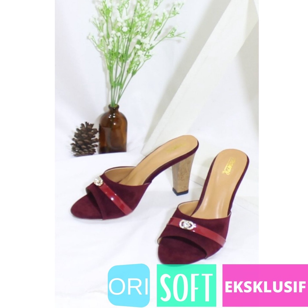 ANGGUN MULES HEELS Wedding Wanita Mule Shoes Sepatu Mary Jane Shoes Sendal Pernikahan Wanita Sepatu 