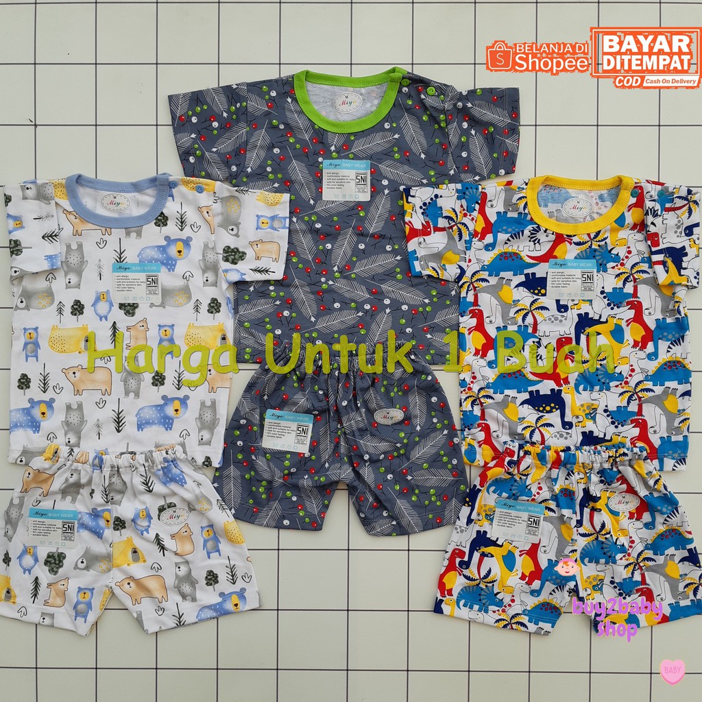 Setelan kaos celana pendek bayi Miyo (All New Feb 2021 World Dino Series) 1 PCS