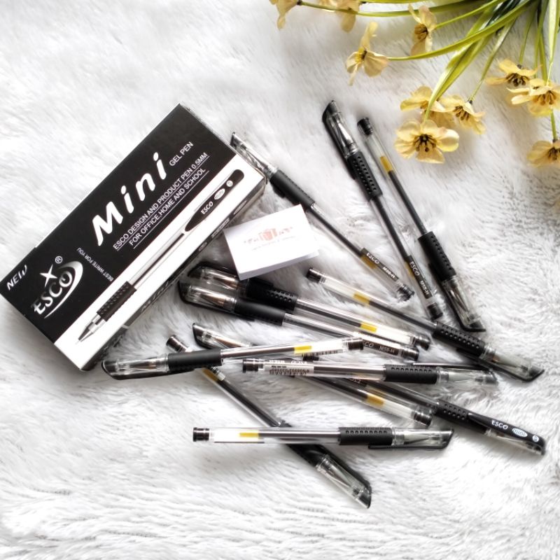

pen gel 12 pcs esco mini gel pena gel Bolpen gel hitam murah