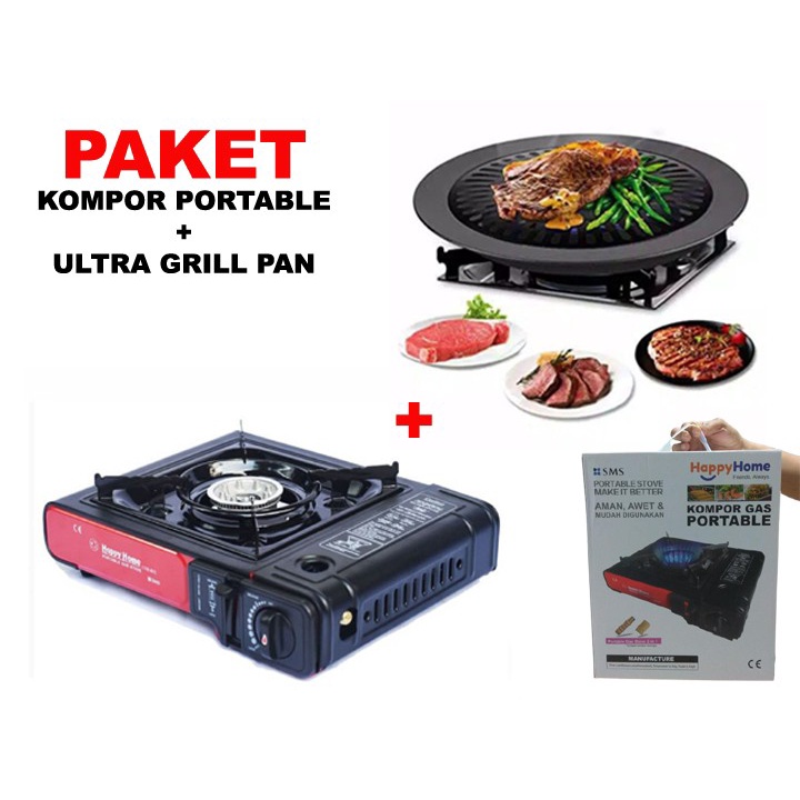 Happy Home Paket Kompor Portable dan bbq ultra grill pan