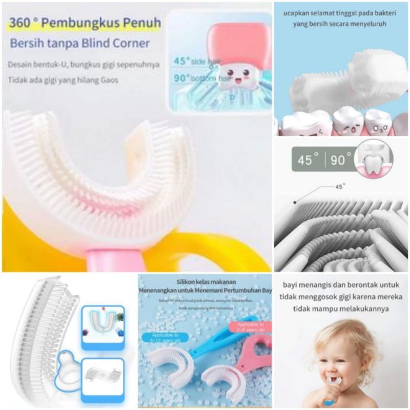 Sikat Gigi Anak U Shape 360, Kids Toothbrush silicone U BPA free