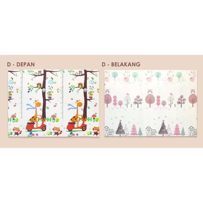 (DENGAN TAS) PREMIUM PLAYMAT ANAK BAYI XPE Uk 200 x 150 cmTEBAL 1 CM MOTIF BOLAK BALIK-D + BAG