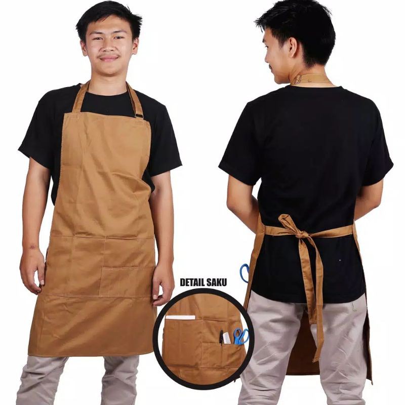 APRON / CELEMEK MASAK, CAFE, BARISTA FULL BODY BAHAN AMERICAN DRILL