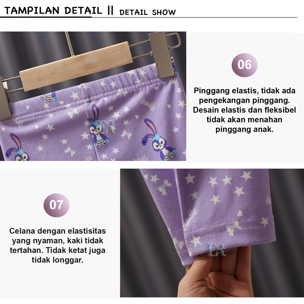 Piyama Set Anak Perempuan Motif Stella Lou Lengan Panjang Celana Panjang Kelinci Warna Ungu Hangat Baju Tidur Import Setelan Anak Kaos dan Celana Sleepwear Bayi Balita Anak