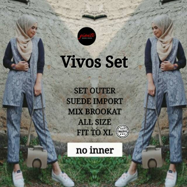 SET OUTER BAHAN SUEDE IMPORT MIX BROKAT