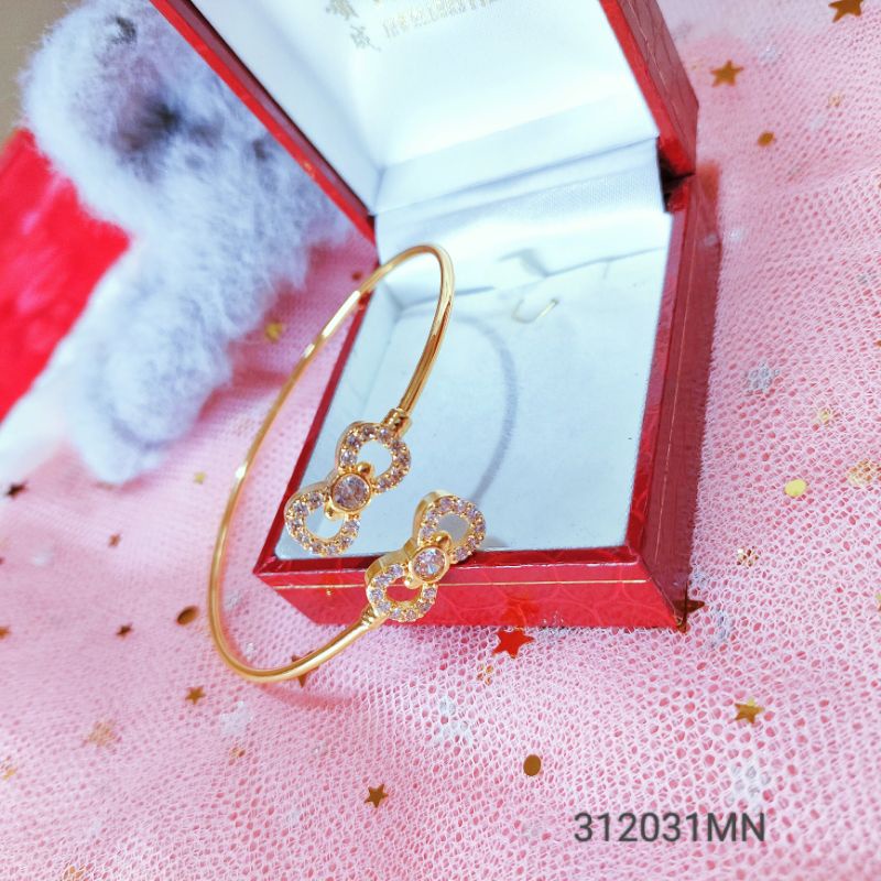 Gelang Bangle Wanita Titanium Anti Karat Lapis Emas031MN