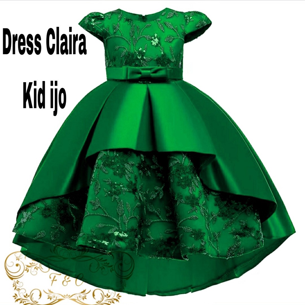 DRESS CLAIRA ANAK KID MUTIARA, TILE MOSCREPE, DRESS MAXY, 5 UKURAN