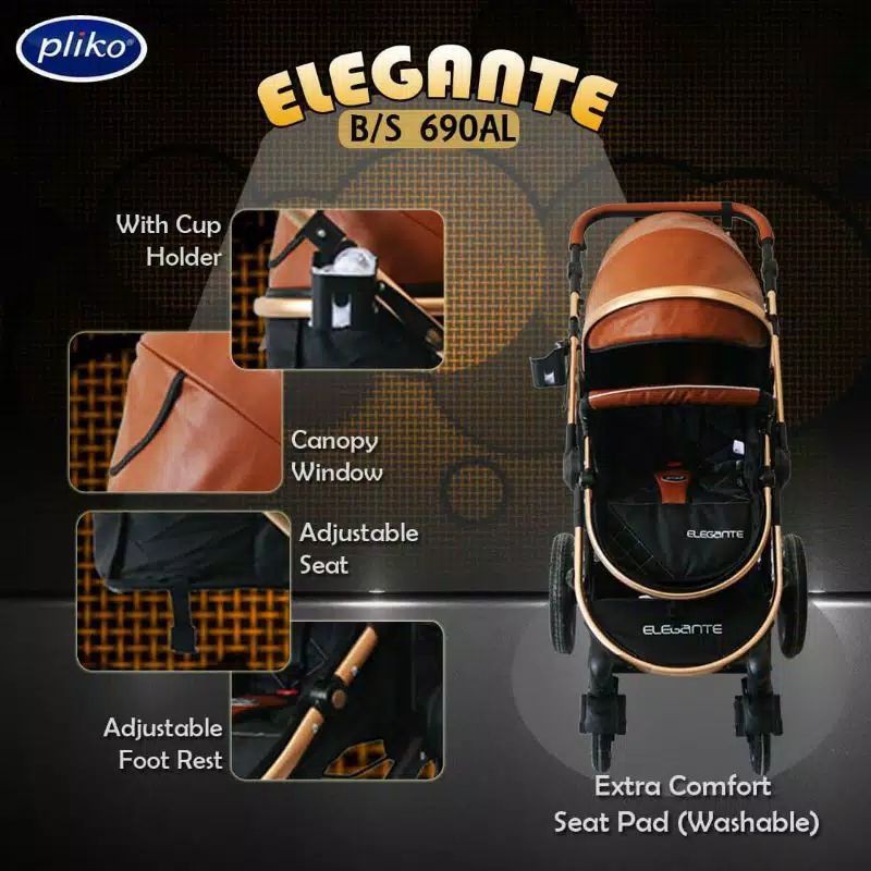 Stroller Pliko Elegante BS 690AL 2in1 Kereta Dorong / Dorongan Bayi Reversible Seat